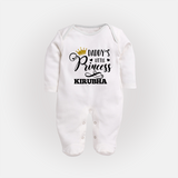 Daddy's Little Princess Sleep Suit / Full Sleeve Body Suit | Personalized Baby Sleep Suit / Full Sleeve Body Suit for Daddy's Princess - WHITE - New Born (Chest 7.5")