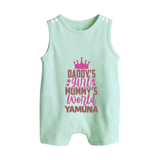 Daddy's Girl Mommy's World Romper Suit / Sleeveless Romper | Personalized Baby Romper Suit / Sleeveless Romper for Daddy's Girl - MINT GREEN - 0 - 5 Months Old (Chest 18")