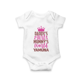 Daddy's Girl Mommy's World Romper / Onesie | Personalized Baby Romper / Onesie for Daddy's Girl - WHITE - New Born (Chest 14")