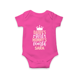 Daddy's Girl Mommy's World Romper / Onesie | Personalized Baby Romper / Onesie for Daddy's Girl - HOT PINK - New Born (Chest 14")