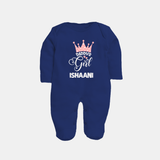 Daddy's Girl Sleep Suit / Full Sleeve Body Suit | Personalized Baby Sleep Suit / Full Sleeve Body Suit for Daddy's Girl - NAVY BLUE - New Born (Chest 7.5")