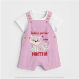 Daddy's Partner in Crime Dungaree Set | Custom Name Baby Dungaree Set for Daddy's Partner - BABY PINK - 0 - 5 Months Old (Chest 18")