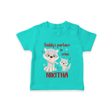 Daddy's Partner in Crime T-Shirt | Custom Name Baby T-Shirt for Daddy's Partner - TEAL - 0-5 Months Old (Chest 17")