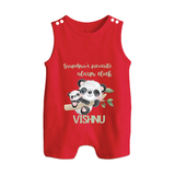 Grandma's Favourite Alarm Clock Romper Suit / Sleeveless Romper | Custom Baby Romper Suit / Sleeveless Romper for Grandma's Favorite - RED - 0 - 5 Months Old (Chest 18")