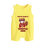 Nani Ke Ghar Ka Superstar Romper Suit / Sleeveless Romper | Custom Baby Romper Suit / Sleeveless Romper for Nani's Superstar - PASTEL YELLOW - 0 - 5 Months Old (Chest 18")