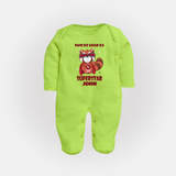 Nani Ke Ghar Ka Superstar Sleep Suit / Full Sleeve Body Suit | Custom Baby Sleep Suit / Full Sleeve Body Suit for Nani's Superstar - LIME GREEN - New Born (Chest 7.5")