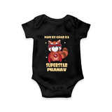 Nani Ke Ghar Ka Superstar Romper / Onesie | Custom Baby Romper / Onesie for Nani's Superstar - BLACK - New Born (Chest 14")