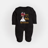 Bossy Like My Bua Sleep Suit / Full Sleeve Body Suit | Personalized Baby Sleep Suit / Full Sleeve Body Suit for Bua's Little Boss - BLACK - New Born (Chest 7.5")