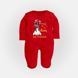 Bossy Like My Bua Sleep Suit / Full Sleeve Body Suit | Personalized Baby Sleep Suit / Full Sleeve Body Suit for Bua's Little Boss - RED - New Born (Chest 7.5")