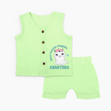 Bua's Favourite Rasagulla Jabla Set | Personalized Baby Jabla Set for Bua's Favorite - PASTEL GREEN - 0 - 3 Months Old (Chest 9.8")