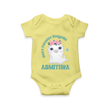 Bua's Favourite Rasagulla Romper / Onesie | Personalized Baby Romper / Onesie for Bua's Favorite - PASTEL YELLOW - New Born (Chest 14")