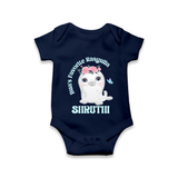 Bua's Favourite Rasagulla Romper / Onesie | Personalized Baby Romper / Onesie for Bua's Favorite - NAVY BLUE - New Born (Chest 14")