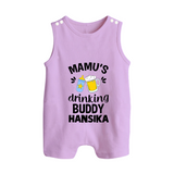 Mamu's Drinking Buddy Romper Suit / Sleeveless Romper | Personalized Baby Romper Suit / Sleeveless Romper for Mamu's Sidekick - LILAC - 0 - 5 Months Old (Chest 18")
