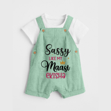 Sassy Like My Massi Dungaree Set | Personalized Baby Dungaree Set for Massi's Sassy Kid - MINT GREEN - 0 - 5 Months Old (Chest 18")
