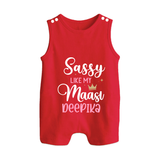 Sassy Like My Massi Romper Suit / Sleeveless Romper | Personalized Baby Romper Suit / Sleeveless Romper for Massi's Sassy Kid - RED - 0 - 5 Months Old (Chest 18")