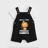 Massi's Little Prince Dungaree Set | Custom Baby Dungaree Set for Massi's Little Prince - BLACK - 0 - 5 Months Old (Chest 18")