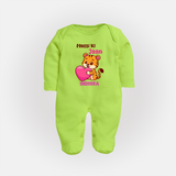 Massi Ki Jaan Sleep Suit / Full Sleeve Body Suit | Custom Baby Sleep Suit / Full Sleeve Body Suit for Massi's Heart - LIME GREEN - New Born (Chest 7.5")