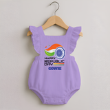 Modern Tricolour Republic Day Personalised Romper Frock - LILAC - 0 - 3 Months Old (Chest 19")