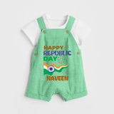 Happy Republic Day Personalised Kid Dungaree - GREEN - 0 - 5 Months Old (Chest 18")