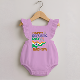 Happy Republic Day Personalised Romper Frock - BABY PINK - 0 - 3 Months Old (Chest 19")