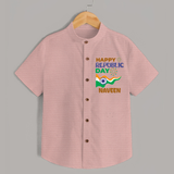 Happy Republic Day Personalised Kid Shirt - PEACH - 0 - 6 Months Old (Chest 23")