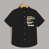 Happy Republic Day Personalised Kid Shirt - BLACK - 0 - 6 Months Old (Chest 23")
