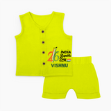 26th January Republic Day Personalised Kid Jabla Set - LIME GREEN - 0 - 3 Months Old (Chest 9.8")