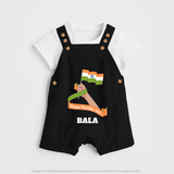 Happy Republic Day Patriotic Kid Dungaree with Name - BLACK - 0 - 5 Months Old (Chest 18")