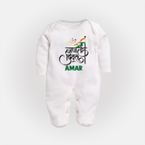 Republic Day Hindi Typography Baby Fullbody Suit with Name - WHITE - New Born (Chest 7.5")