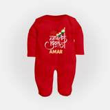 Republic Day Hindi Typography Baby Fullbody Suit with Name - RED - New Born (Chest 7.5")