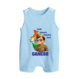 Little Subhash Chandra Bose Personalized Button Romper - BABY BLUE - New Born (Chest 18")