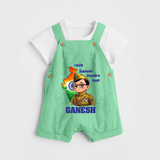 Little Subhash Chandra Bose Personalized Dungaree - GREEN - 0 - 5 Months Old (Chest 18")