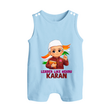 Leader Like Nehru Personalized Button Romper - BABY BLUE - New Born (Chest 18")