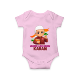 Leader Like Nehru Personalized Baby Romper - BABY PINK - New Born (Chest 14")