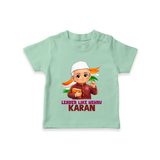 Leader Like Nehru Personalized Kid T-shirt - MINT GREEN - 0-5 Months Old (Chest 17")
