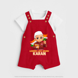 Leader Like Nehru Personalized Dungaree - RED - 0 - 5 Months Old (Chest 18")