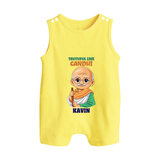 Truthful Like Gandhi Personalized Button Romper - PASTEL YELLOW - New Born (Chest 18")