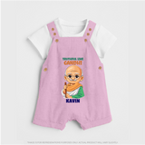 Truthful Like Gandhi Personalized Dungaree - BABY PINK - 0 - 5 Months Old (Chest 18")