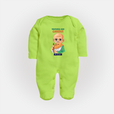 Truthful Like Gandhi Personalized Fullbody suit - LIME GREEN - New Born (Chest 7.5")