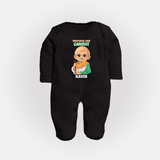 Truthful Like Gandhi Personalized Fullbody suit - BLACK - New Born (Chest 7.5")
