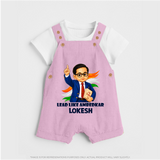 Lead Like Ambedkar Personalized Dungaree - BABY PINK - 0 - 5 Months Old (Chest 18")