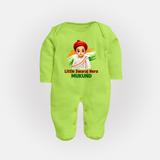 Little Swaraj Hero Personalized Fullbody suit - LIME GREEN - New Born (Chest 7.5")