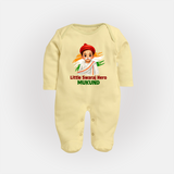Little Swaraj Hero Personalized Fullbody suit - PASTEL YELLOW - New Born (Chest 7.5")