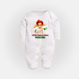 Little Swaraj Hero Personalized Fullbody suit - WHITE - New Born (Chest 7.5")
