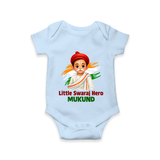 Little Swaraj Hero Personalized Baby Romper - BABY BLUE - New Born (Chest 14")