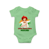 Little Swaraj Hero Personalized Baby Romper - GREEN - New Born (Chest 14")