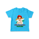 Little Swaraj Hero Personalized Kid T-shirt - SKY BLUE - 0-5 Months Old (Chest 17")