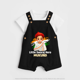 Little Swaraj Hero Personalized Dungaree - BLACK - 0 - 5 Months Old (Chest 18")