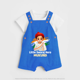 Little Swaraj Hero Personalized Dungaree - COBALT BLUE - 0 - 5 Months Old (Chest 18")