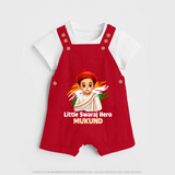 Little Swaraj Hero Personalized Dungaree - RED - 0 - 5 Months Old (Chest 18")